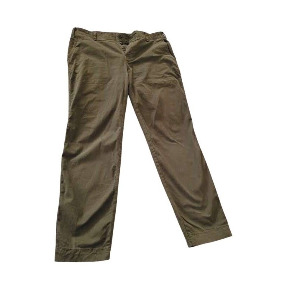 Mango MNG Olive Green Chinos Pants Button Fly Straight Leg Casual Men Size 34